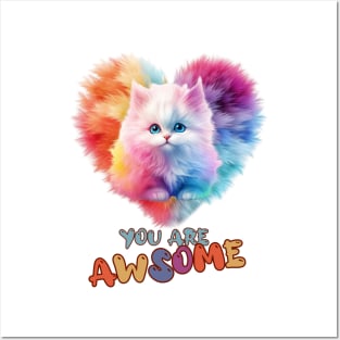 Fluffy: "You are awsome" collorful, cute, furry animals Posters and Art